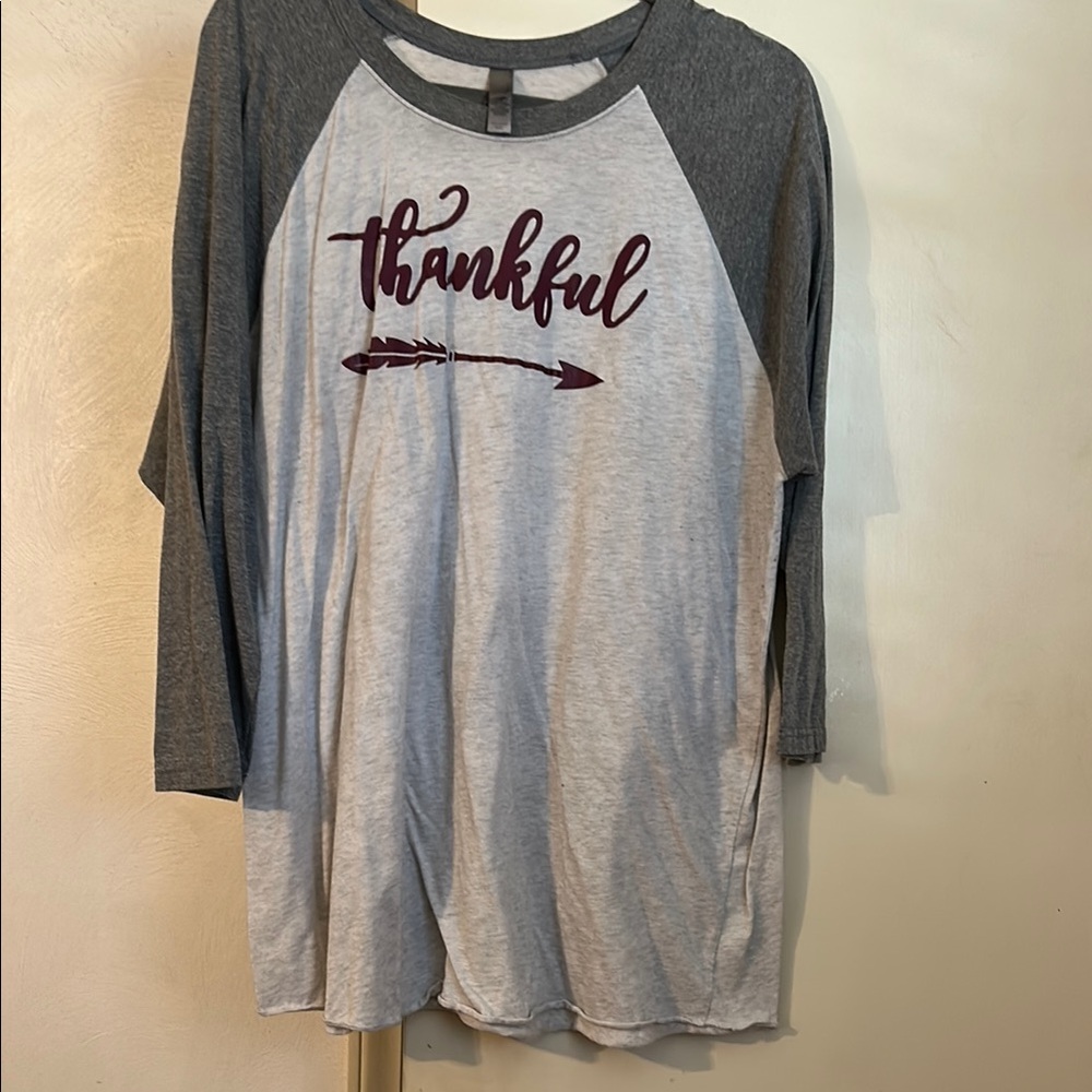 Gray Thankful Raglan Shirt